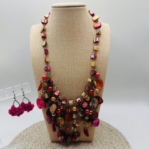 Pearl, Shell, Necklace And Earrings Set